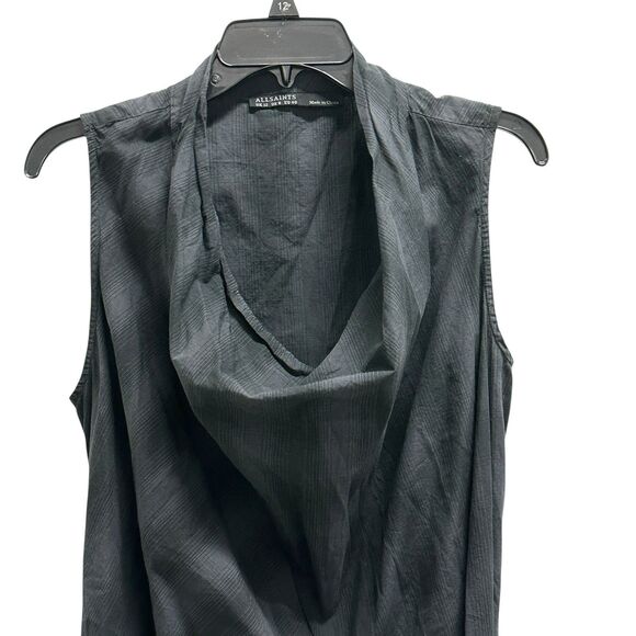 AllSaints Womens Liebe Check Wrap Sleeveless Cowl Neck Dress Size 8 - Picture 2 of 12